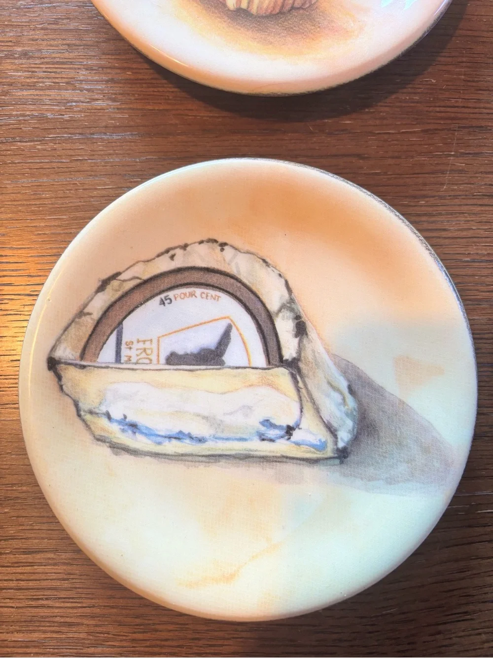 Williams Sonoma Cheese-Themed Decorative Accent Plates in Cream and Tan